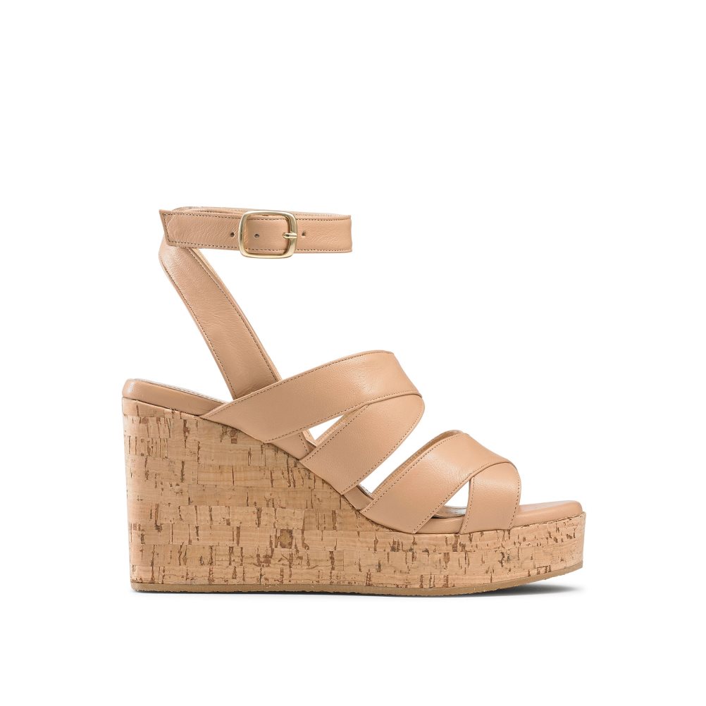 Beige Russell & Bromley Bliss Strappy Women\'s Wedges | PH-9-PMUS