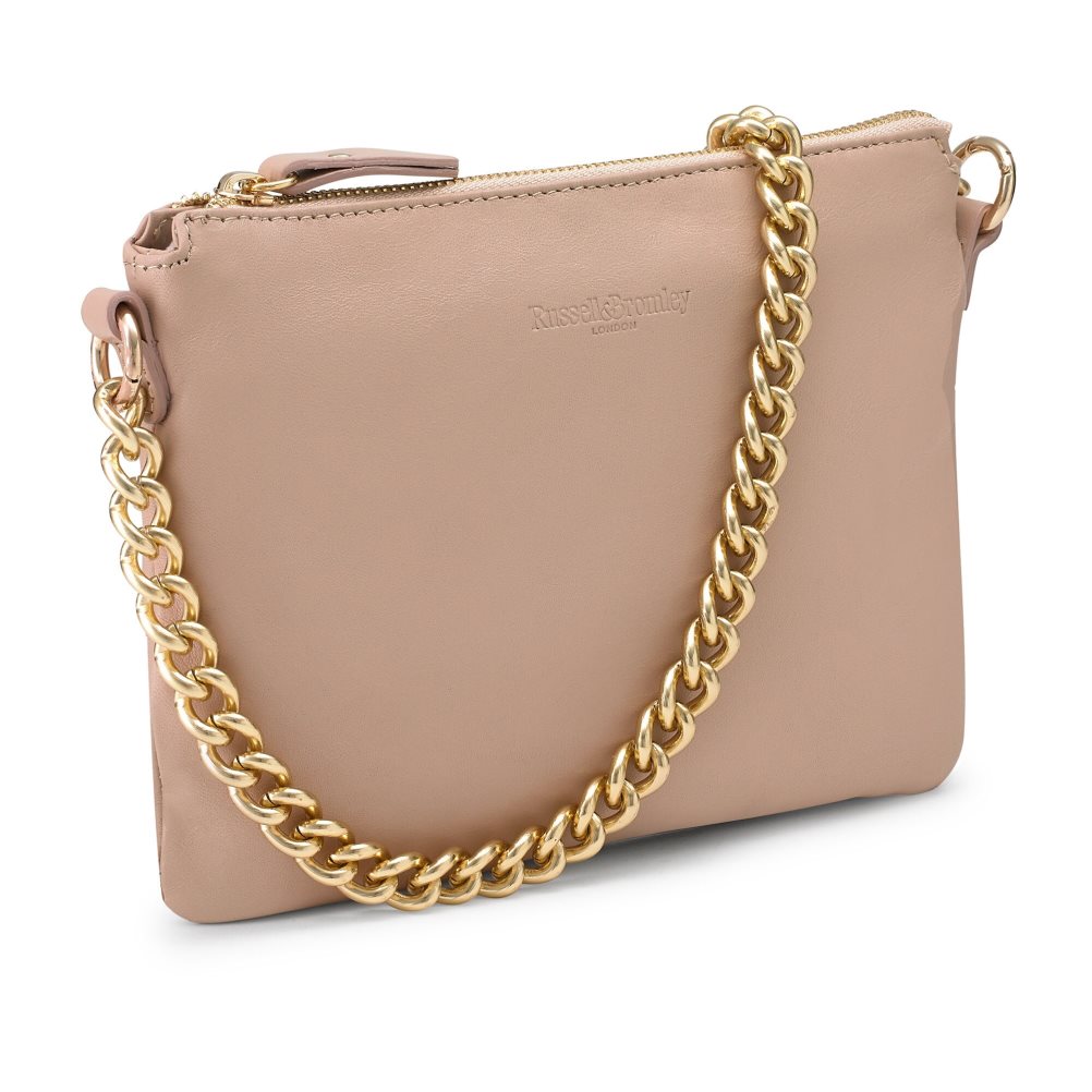 Beige Russell & Bromley On Point Chain Zip Pouch Women's Shoulder Bags | PH-5-QHSF