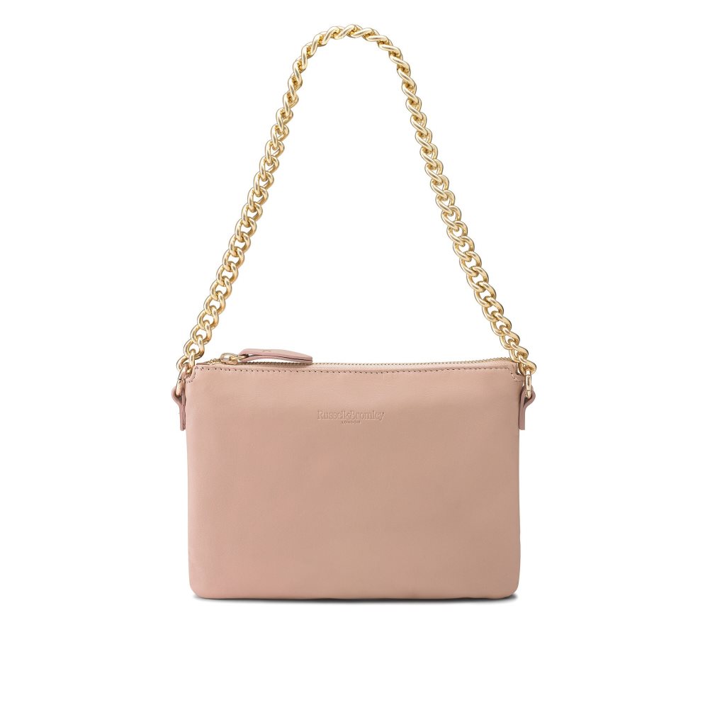 Beige Russell & Bromley On Point Chain Zip Pouch Women's Shoulder Bags | PH-5-QHSF