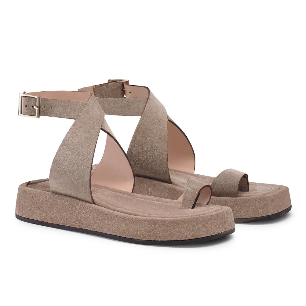 Beige Russell & Bromley Toetally Women's Flat Sandals | PH-0-JBGX