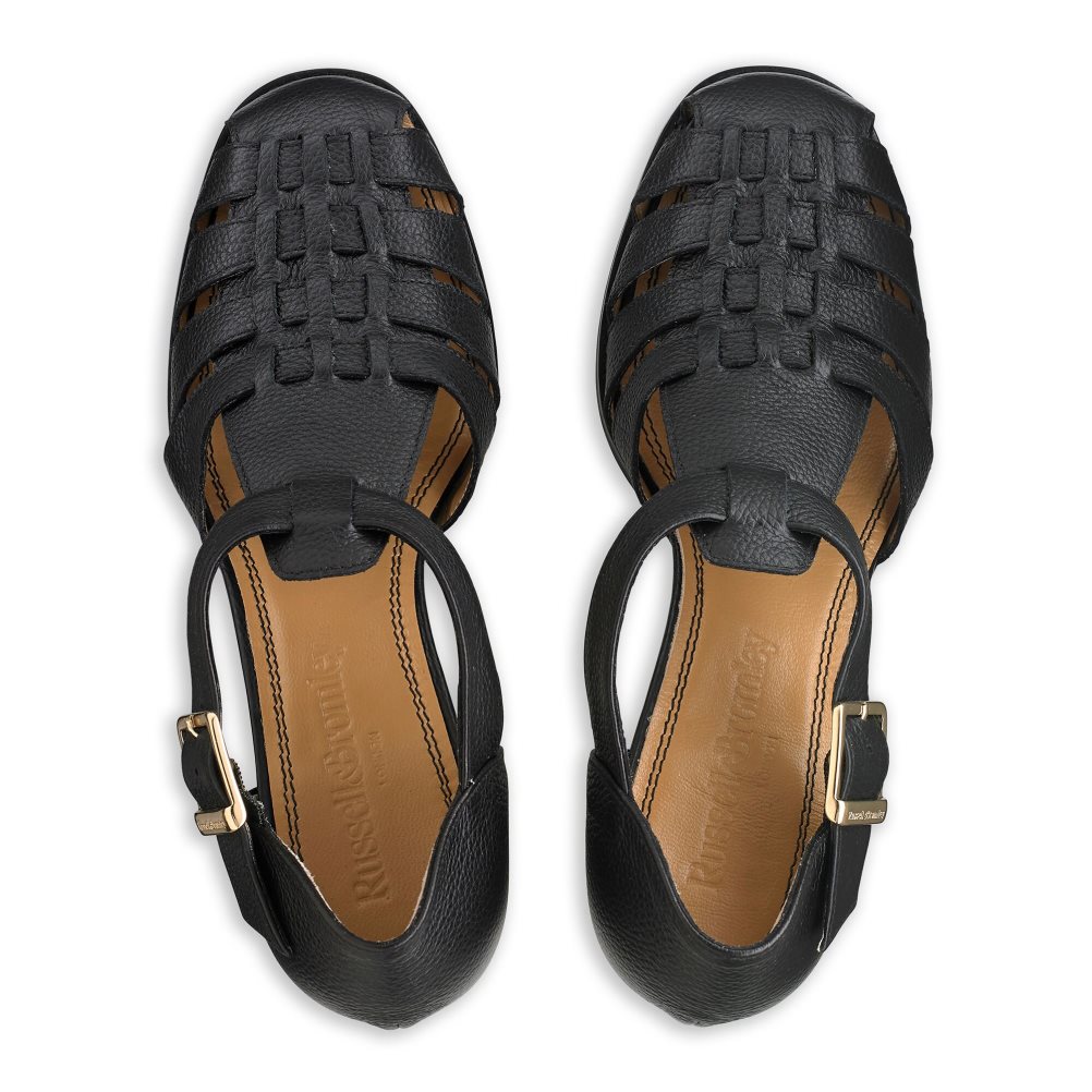 Black Russell & Bromley Amalfi Fisherman Block Women's Heels Sandals | PH-9-ZPKL