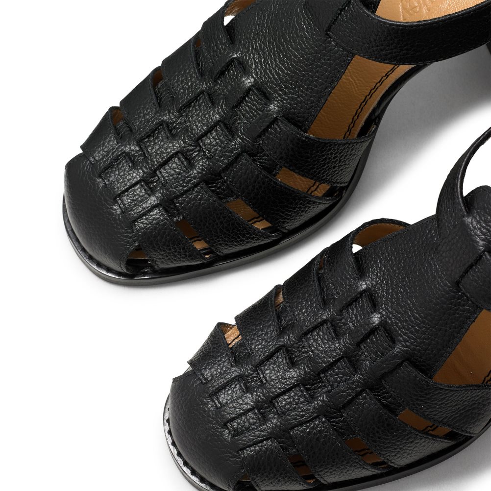 Black Russell & Bromley Amalfi Fisherman Block Women's Heels Sandals | PH-9-ZPKL