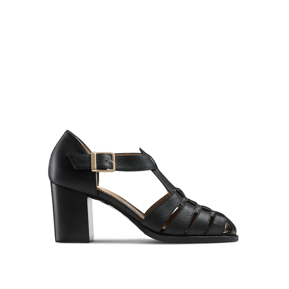 Black Russell & Bromley Amalfi Fisherman Block Women\'s Heels Sandals | PH-9-ZPKL