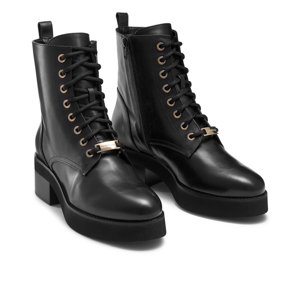 Black Russell & Bromley Atom Lace-up Women's Ankle Boots | PH-3-MHEF