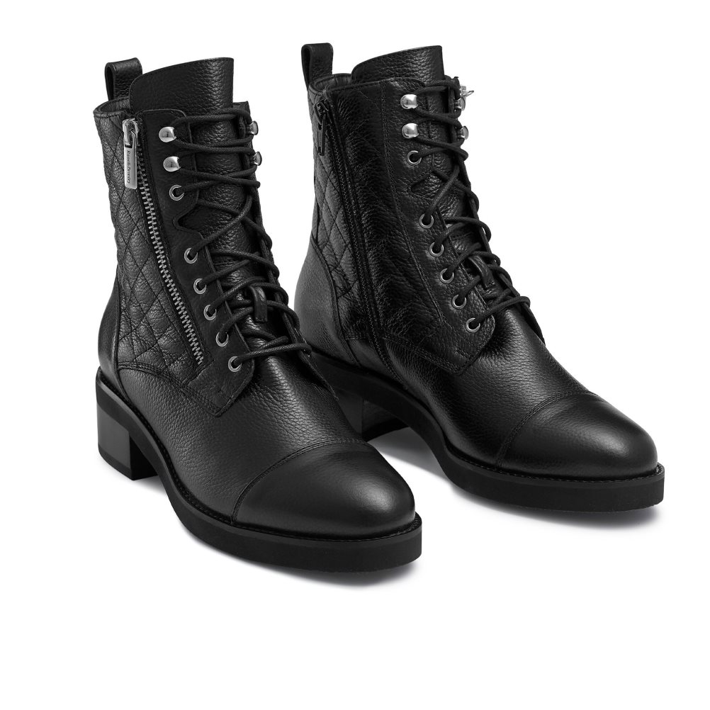 Black Russell & Bromley Atomic Quilted Stomper Women's Ankle Boots | PH-6-TCXG