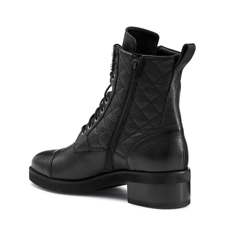 Black Russell & Bromley Atomic Quilted Stomper Women's Ankle Boots | PH-6-TCXG