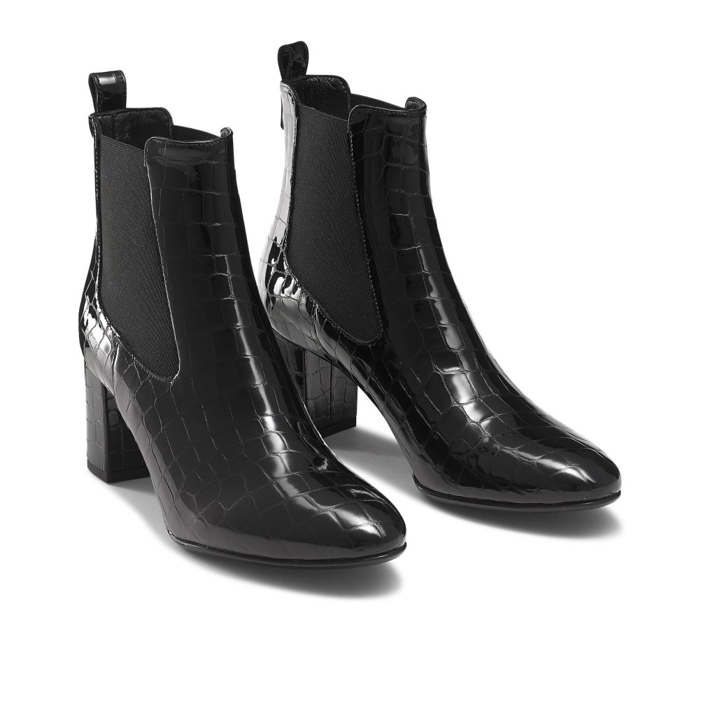 Black Russell & Bromley Beetle Block Heel Women's Chelsea Boots | PH-2-INOZ