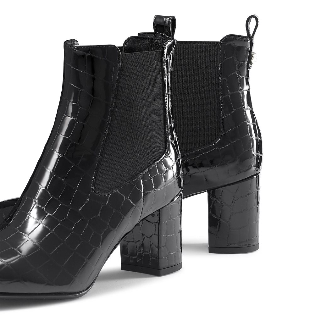 Black Russell & Bromley Beetle Block Heel Women's Chelsea Boots | PH-2-INOZ