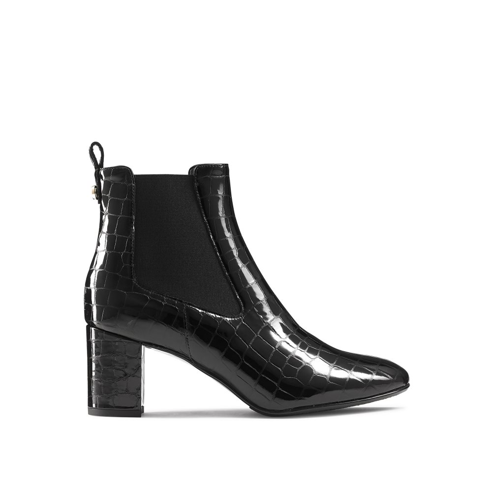 Black Russell & Bromley Beetle Block Heel Women\'s Chelsea Boots | PH-2-INOZ