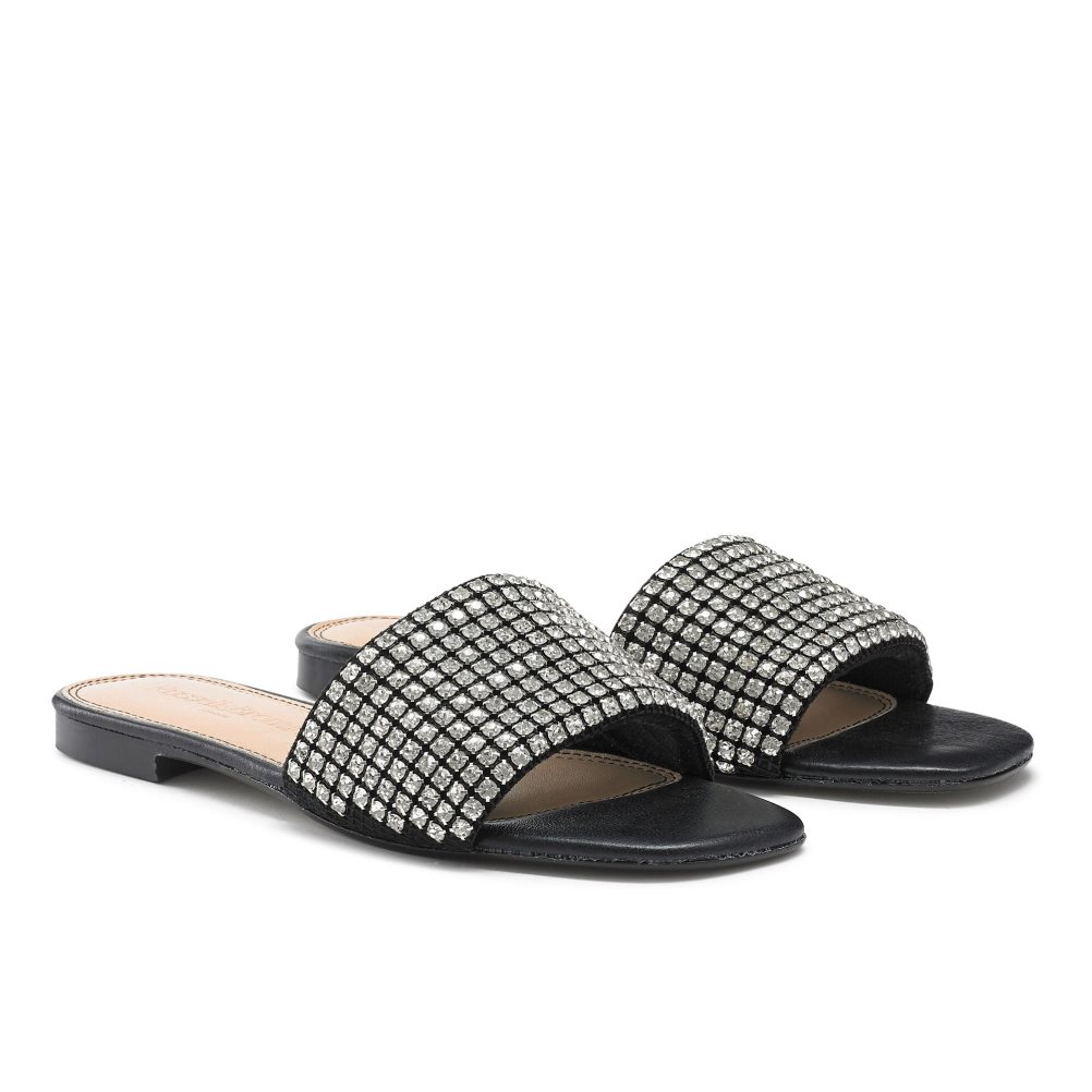 Black Russell & Bromley Blingmule Diamante Women's Slippers | PH-5-VKYE