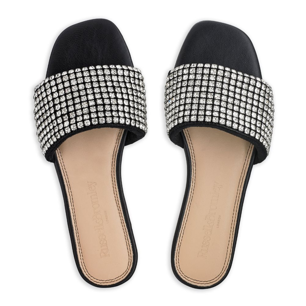 Black Russell & Bromley Blingmule Diamante Women's Slippers | PH-5-VKYE