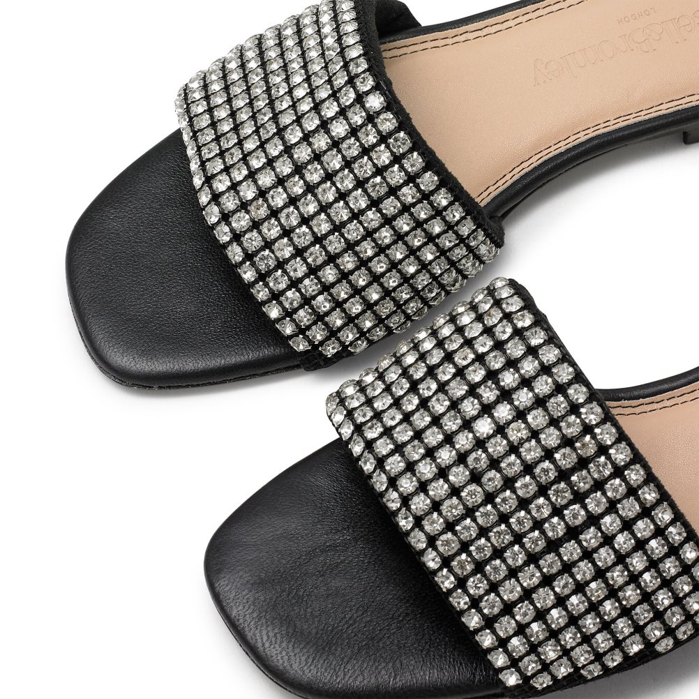 Black Russell & Bromley Blingmule Diamante Women's Slippers | PH-5-VKYE