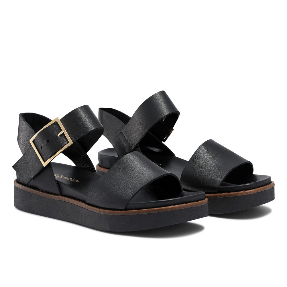 Black Russell & Bromley Boston Sporty Women's Flat Sandals | PH-7-XPKV