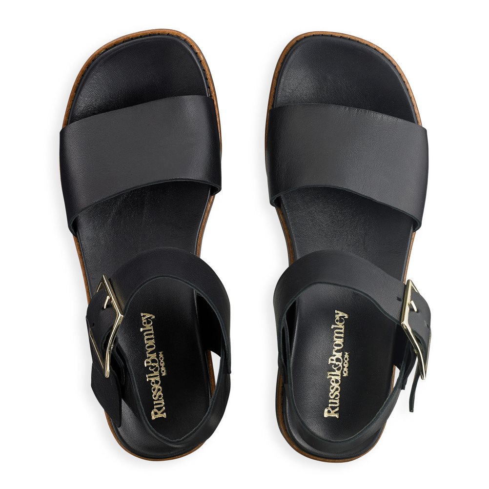 Black Russell & Bromley Boston Sporty Women's Flat Sandals | PH-7-XPKV