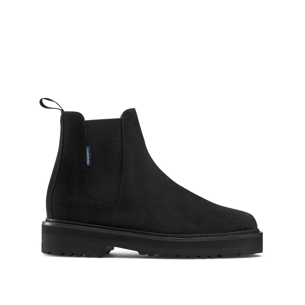 Black Russell & Bromley Bruton Cleated Sole Men\'s Chelsea Boots | PH-1-IWLO