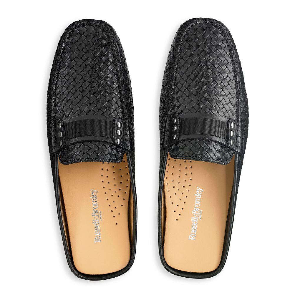 Black Russell & Bromley Cabriolet Backless Men's Loafers | PH-1-DGVM