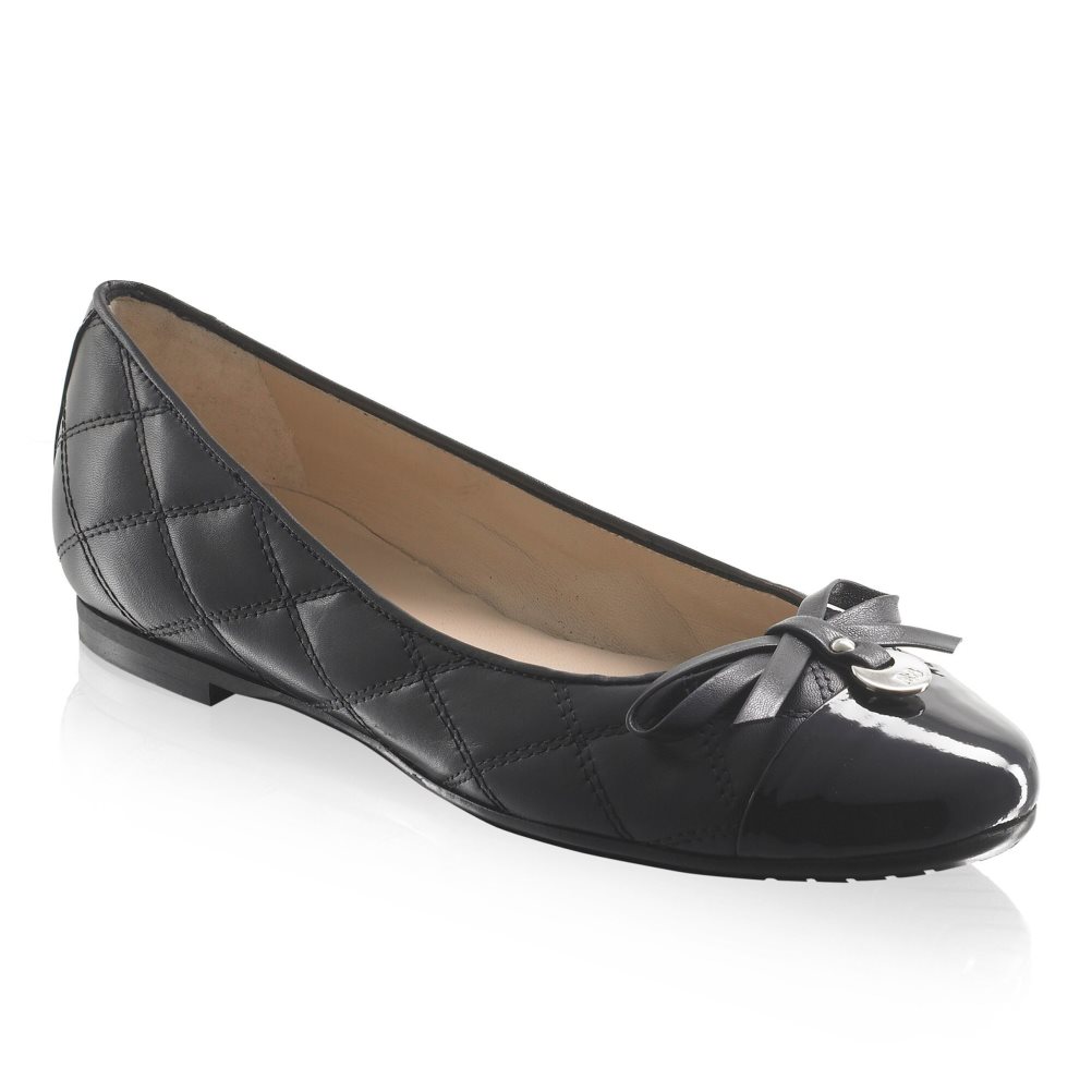 Black Russell & Bromley Charming Quilted Women's Ballet Flats | PH-4-EVDB