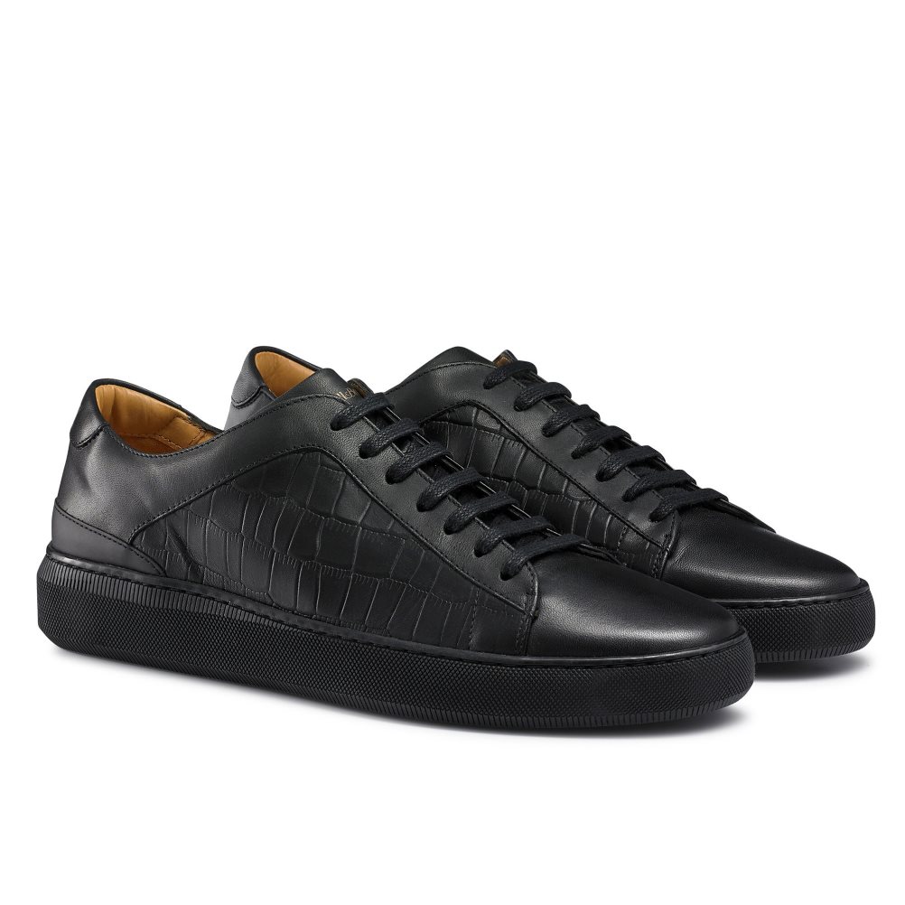 Black Russell & Bromley Clear Run Lace-up Men's Trainers | PH-2-QFML