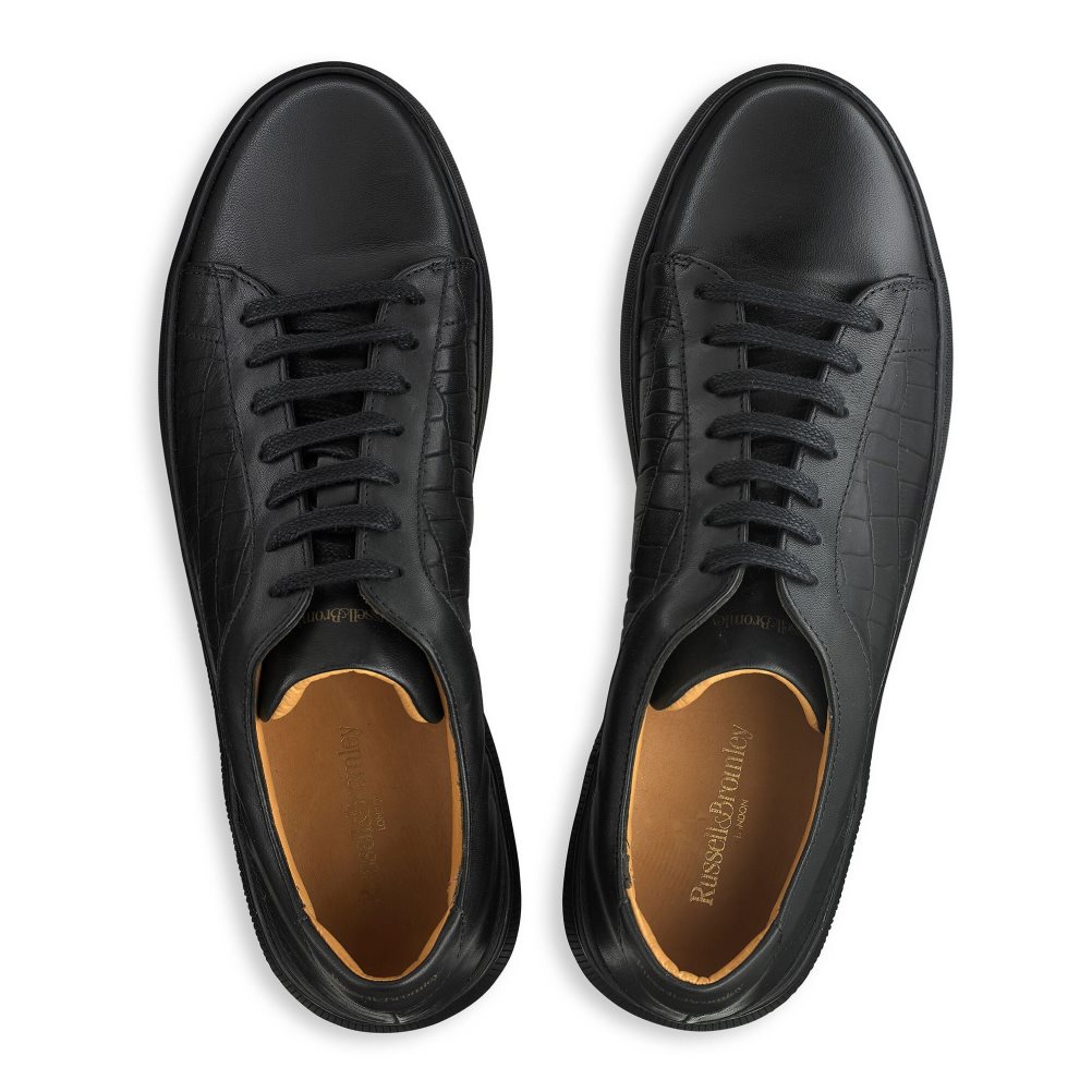 Black Russell & Bromley Clear Run Lace-up Men's Trainers | PH-2-QFML