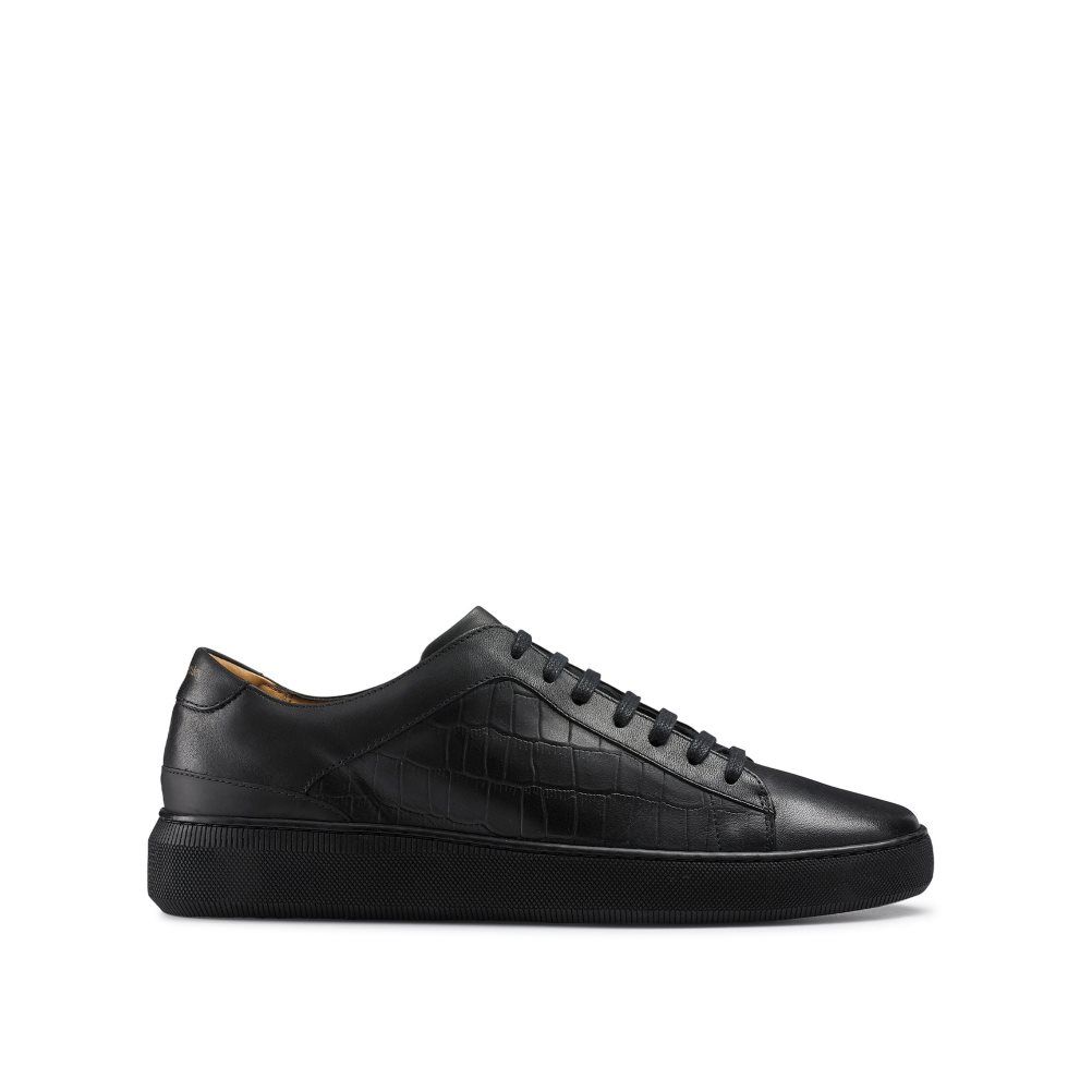 Black Russell & Bromley Clear Run Lace-up Men\'s Trainers | PH-2-QFML