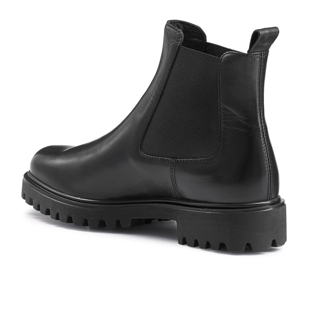 Black Russell & Bromley Cleated Sole Women's Chelsea Boots | PH-0-YBWS