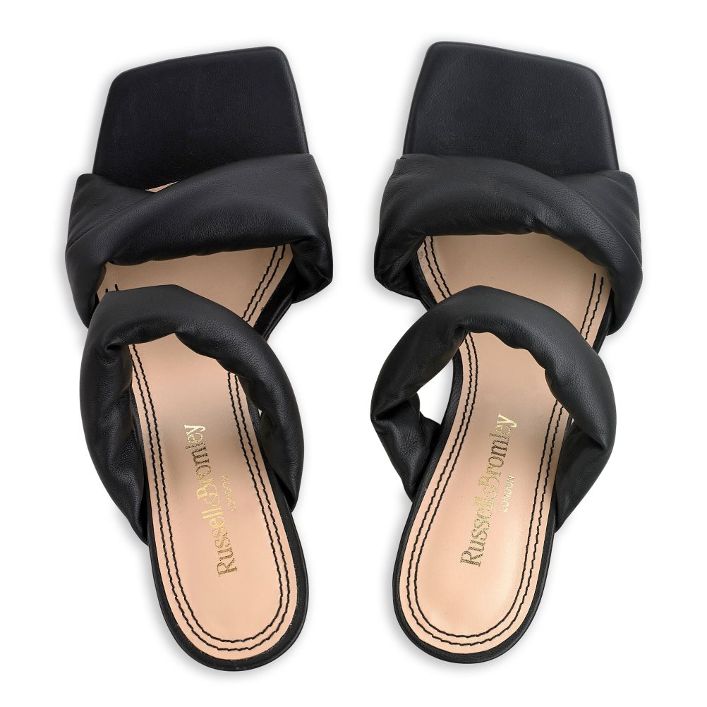 Black Russell & Bromley Cocktail Puff Strap Women's Mules | PH-4-LDRQ