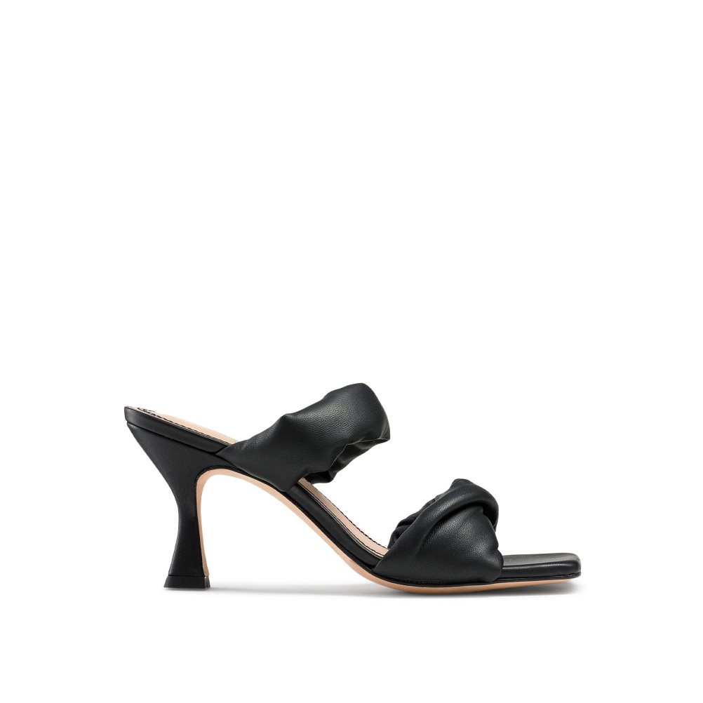 Black Russell & Bromley Cocktail Puff Strap Women\'s Mules | PH-4-LDRQ