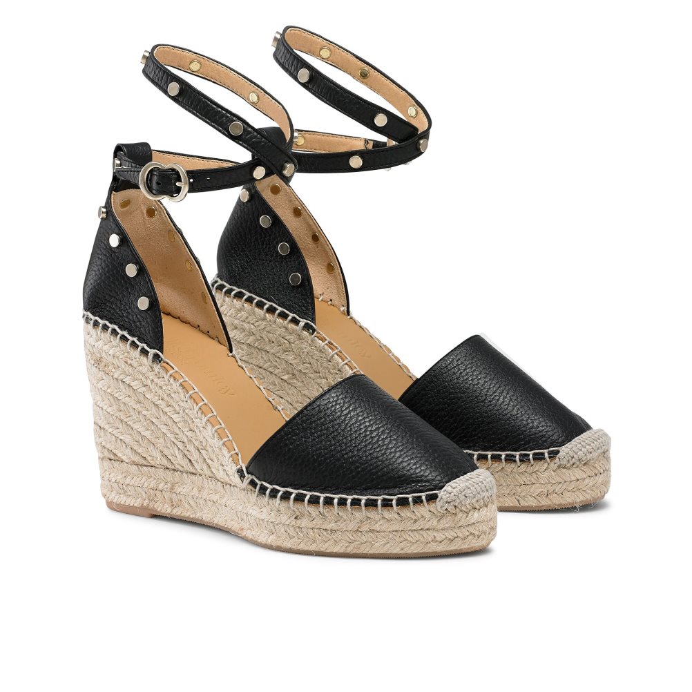 Black Russell & Bromley Coinwraphi Espadrille Women's Wedges | PH-3-WLDE