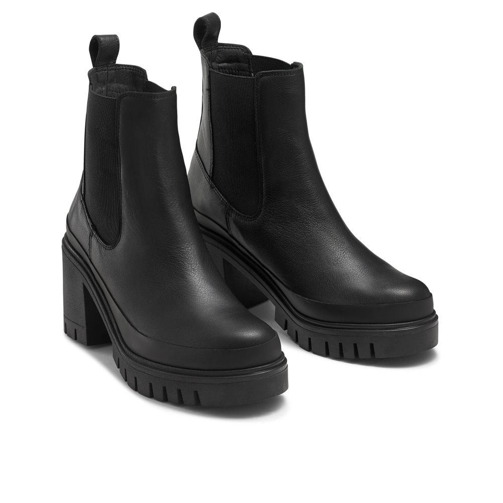 Black Russell & Bromley Company Hi Heeled Combat Women's Chelsea Boots | PH-8-BGVK