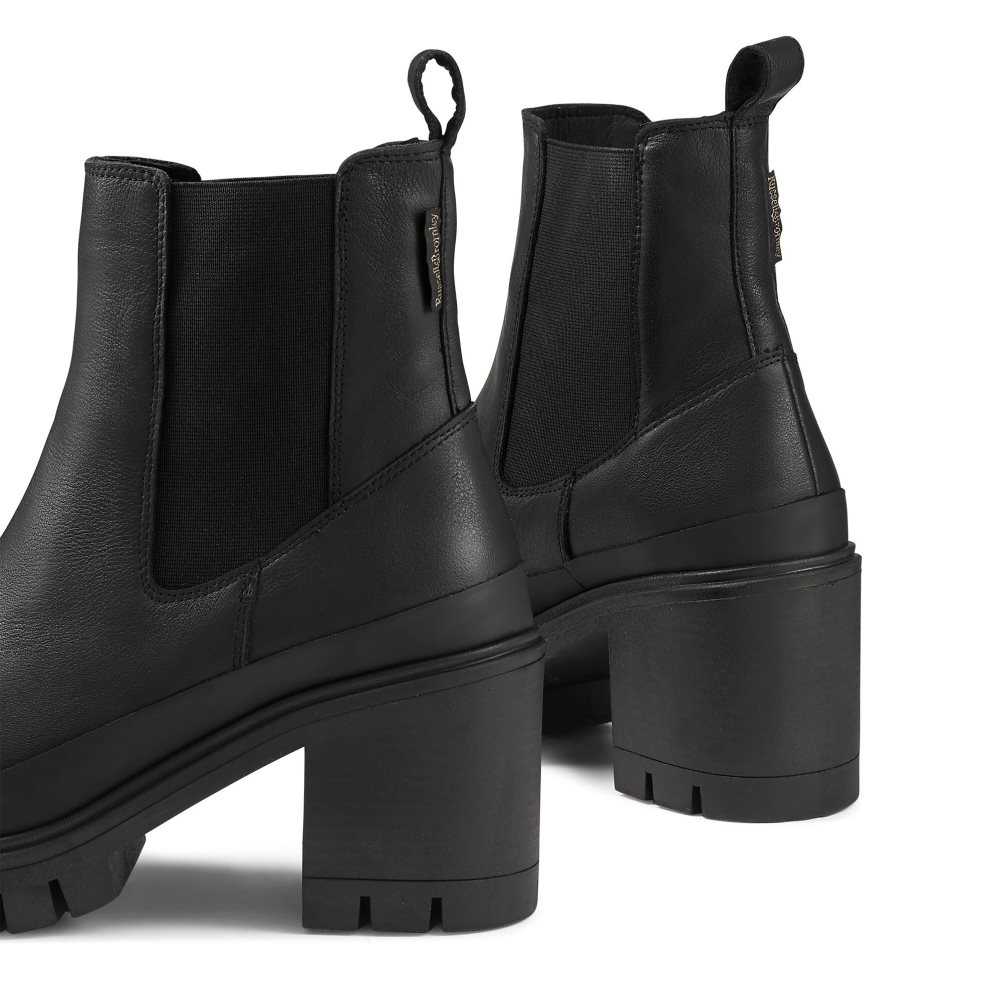 Black Russell & Bromley Company Hi Heeled Combat Women's Chelsea Boots | PH-8-BGVK