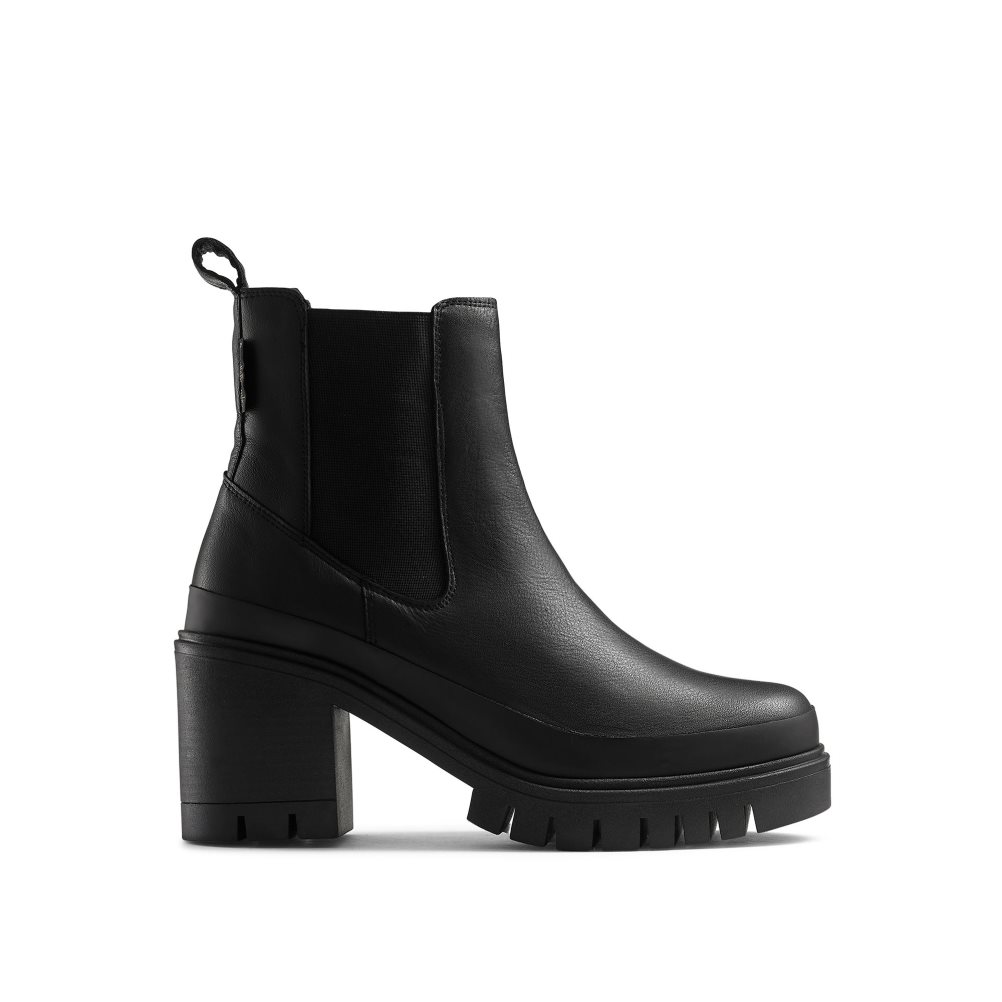 Black Russell & Bromley Company Hi Heeled Combat Women\'s Chelsea Boots | PH-8-BGVK