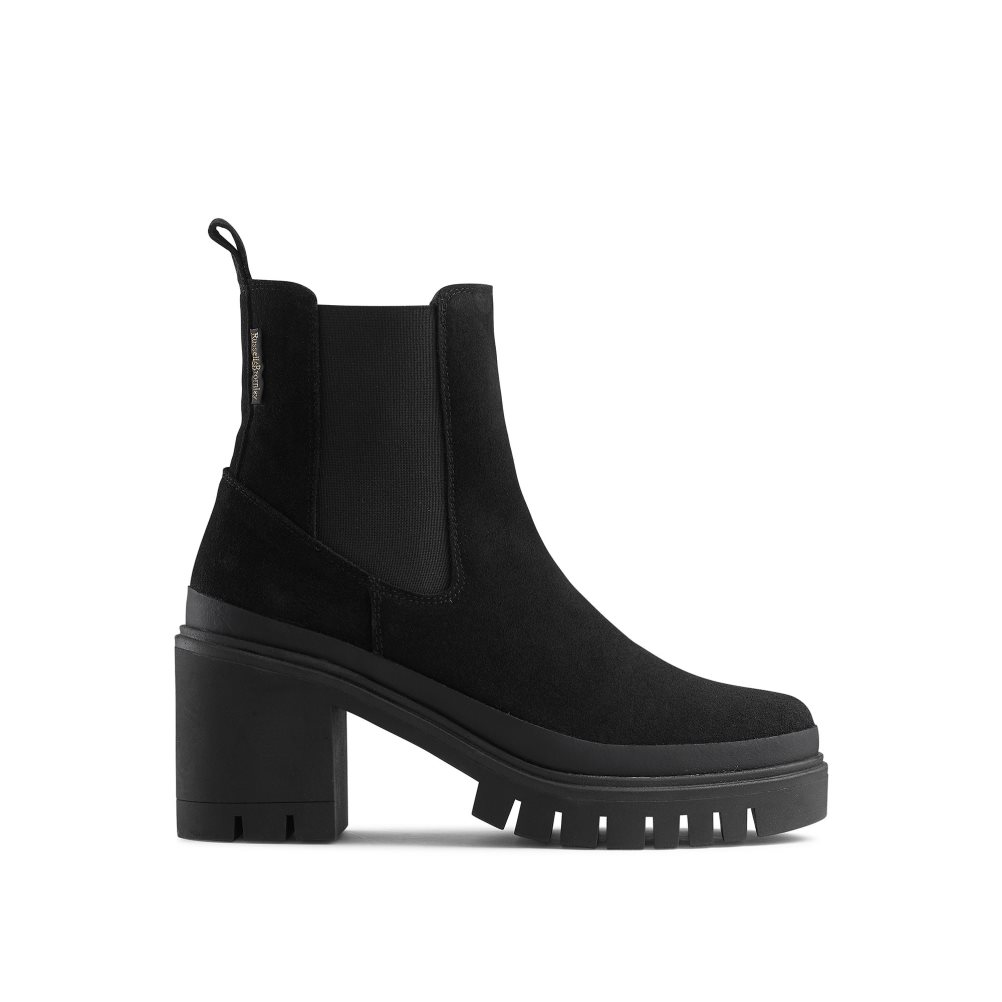 Black Russell & Bromley Company Hi Heeled Combat Women\'s Chelsea Boots | PH-9-IMJX