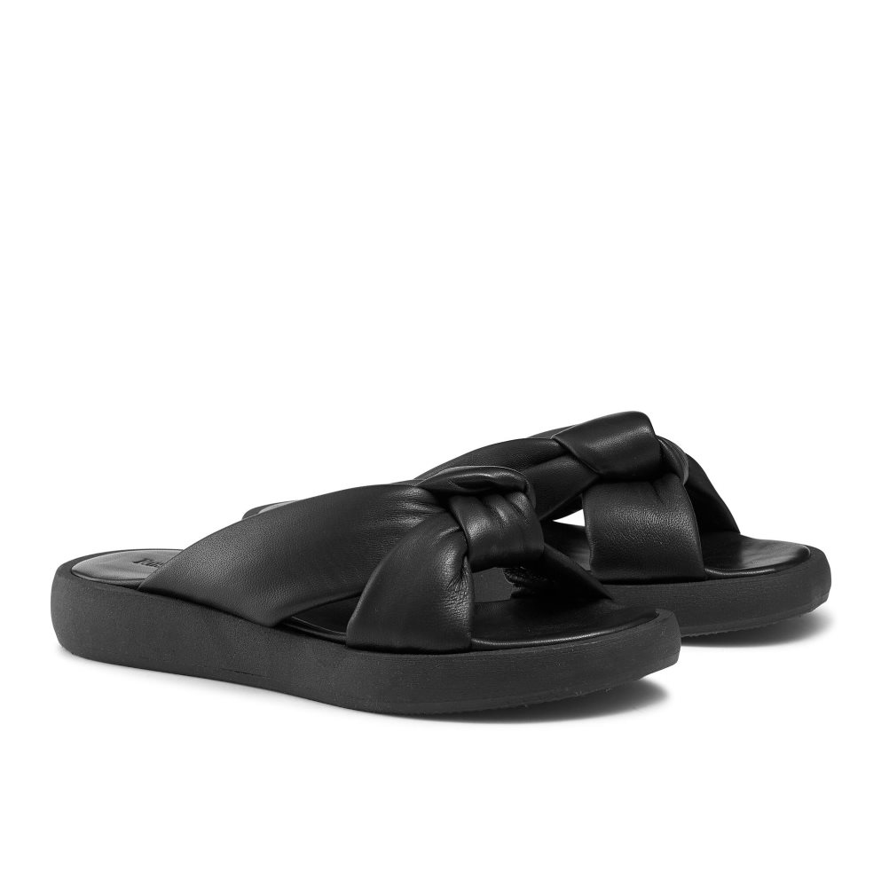 Black Russell & Bromley Dallas Knot Women's Flat Sandals | PH-0-AXJS