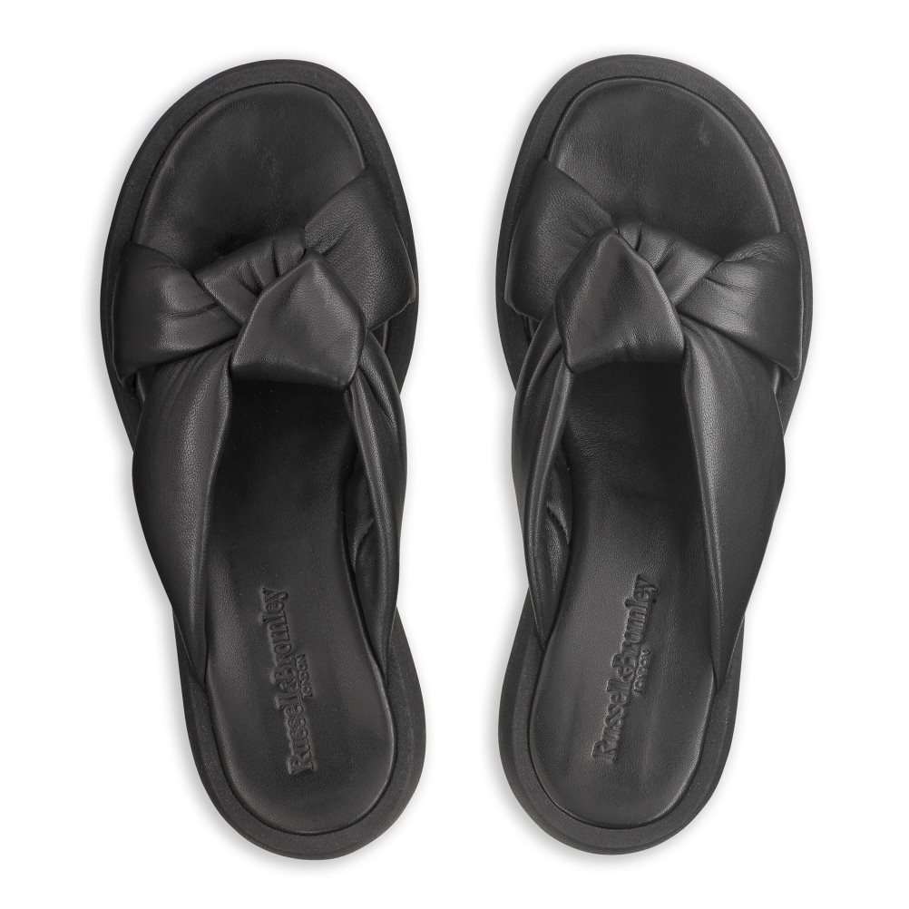 Black Russell & Bromley Dallas Knot Women's Flat Sandals | PH-0-AXJS