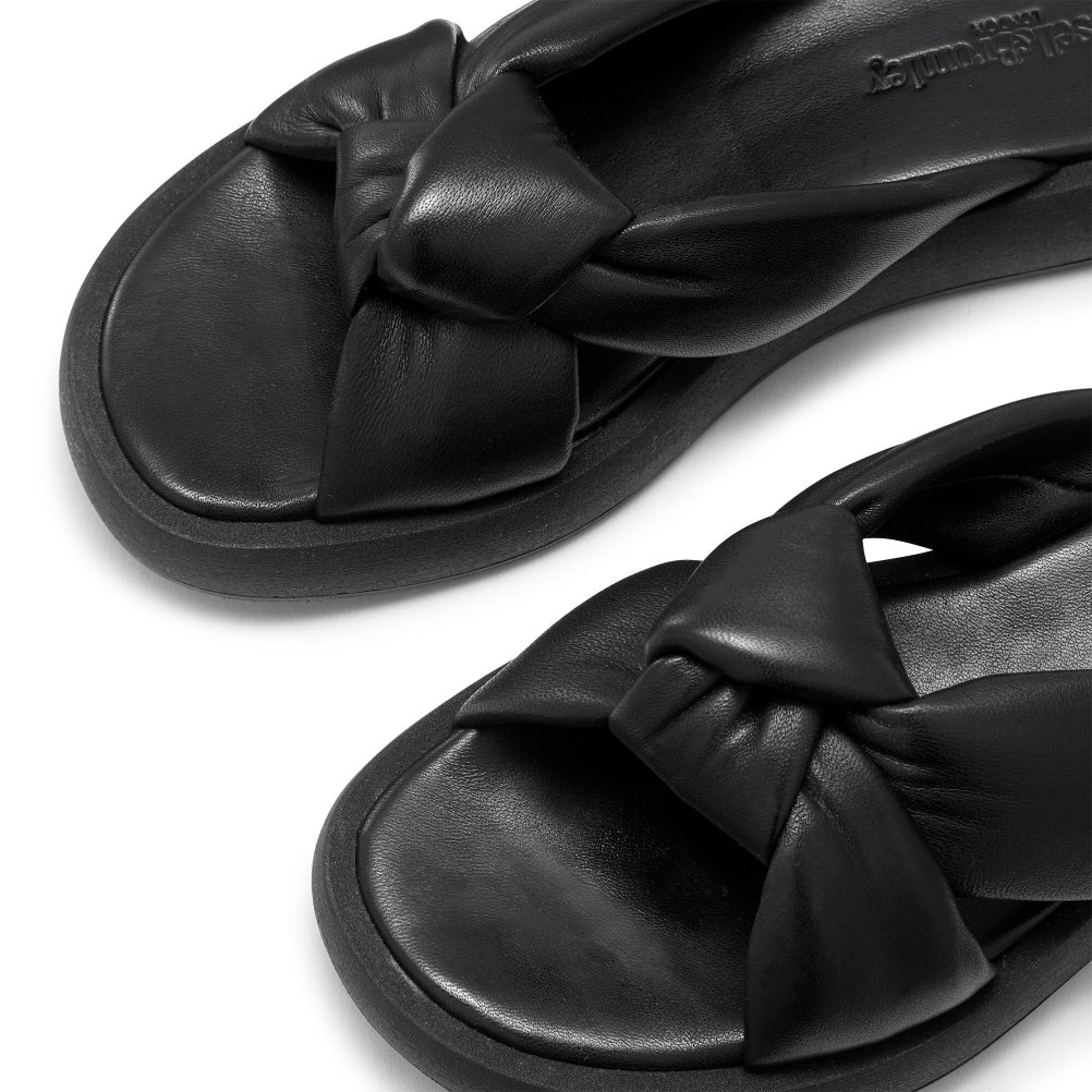 Black Russell & Bromley Dallas Knot Women's Flat Sandals | PH-0-AXJS