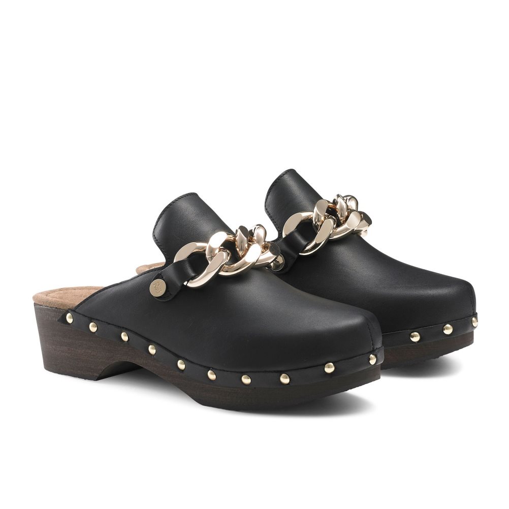 Black Russell & Bromley Dellabosco Chain Closed Toe Women's Mules | PH-2-DMUB