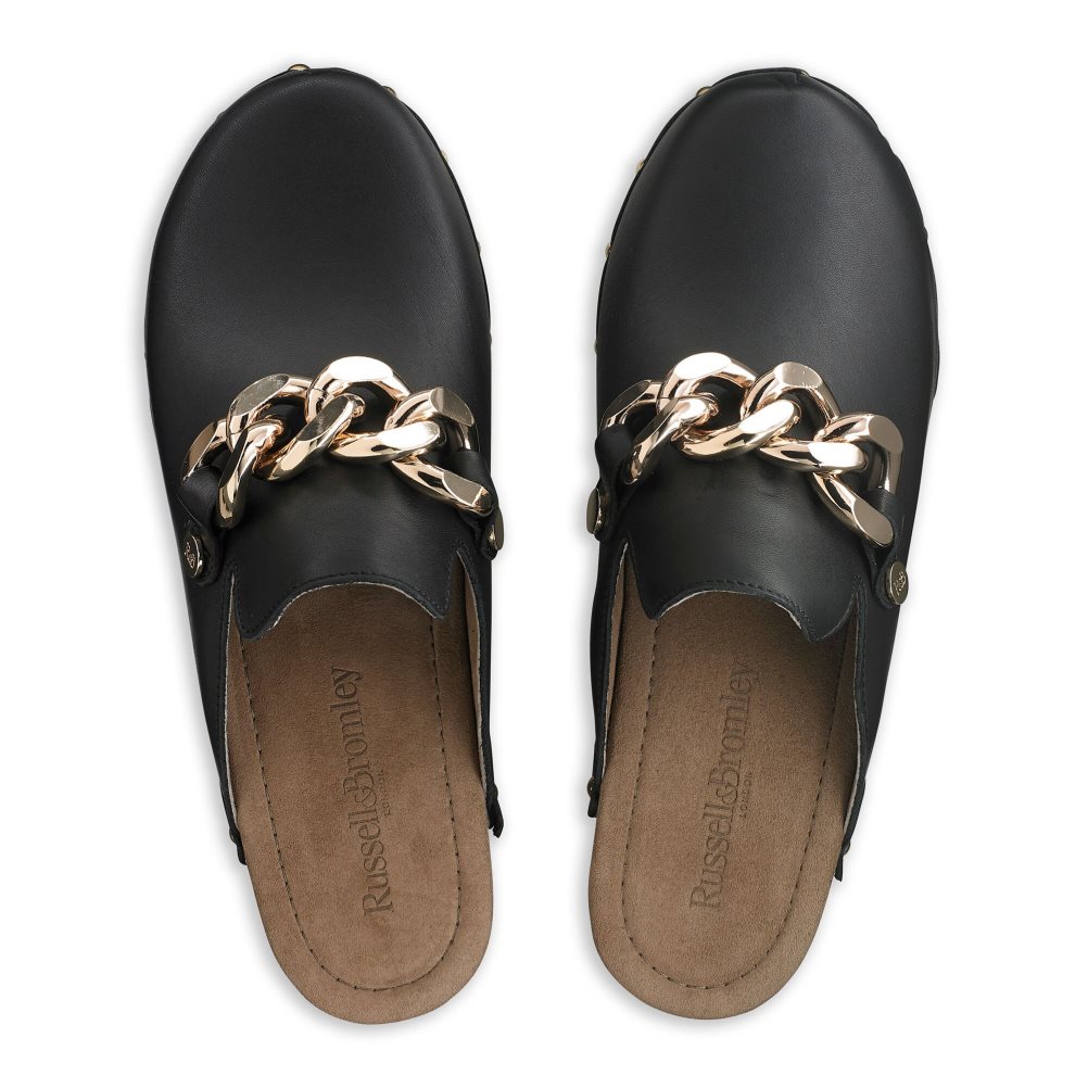 Black Russell & Bromley Dellabosco Chain Closed Toe Women's Mules | PH-2-DMUB