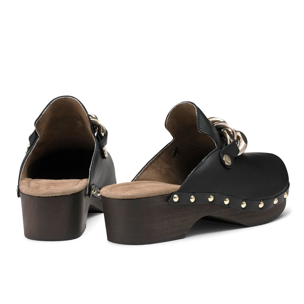 Black Russell & Bromley Dellabosco Chain Closed Toe Women's Mules | PH-2-DMUB