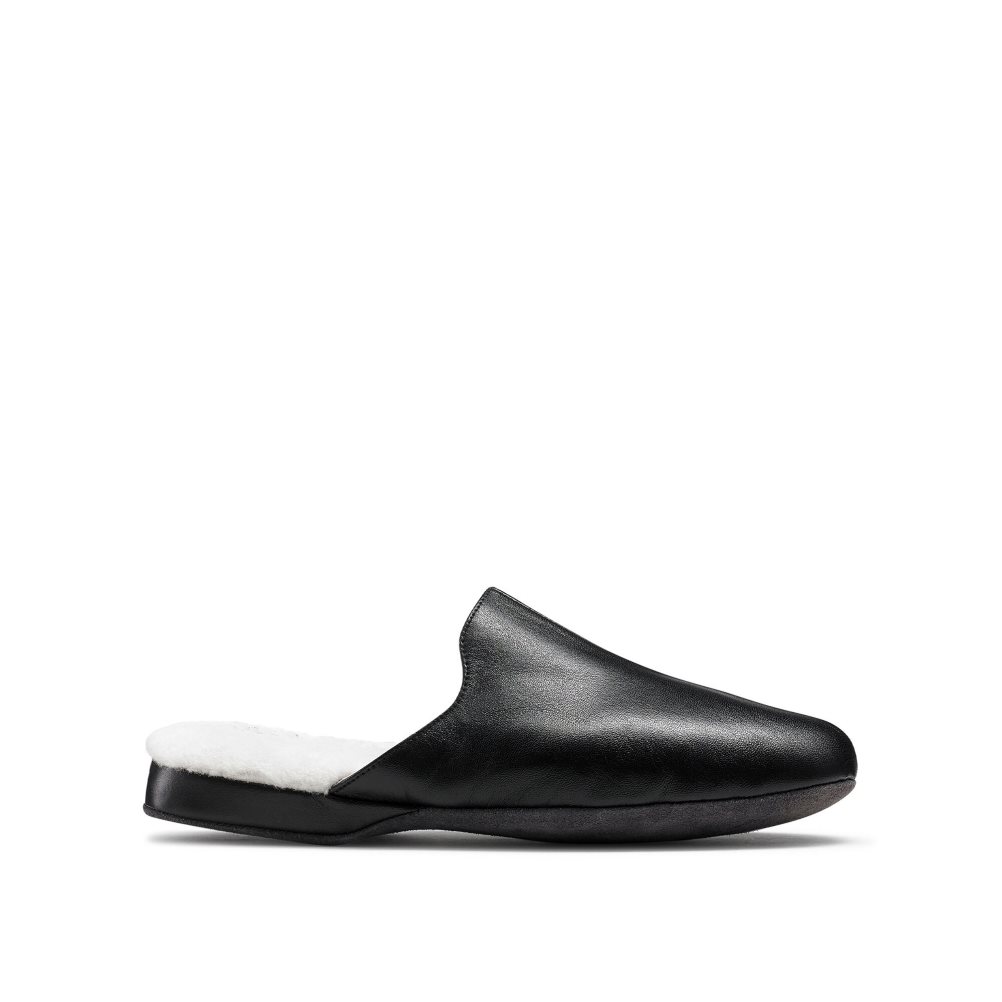 Black Russell & Bromley Dominic+ Shearling Men\'s Slippers | PH-1-KWVE