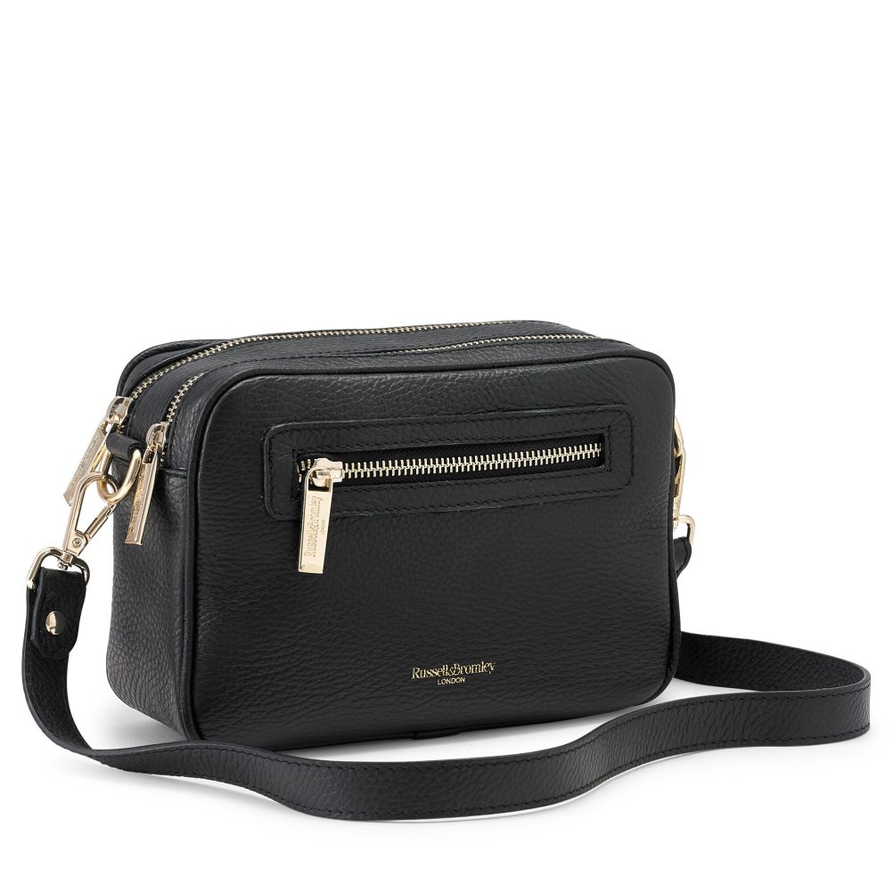 Black Russell & Bromley Dynamic Triple Zip Camera Women's Crossbody Bags | PH-3-KQLD