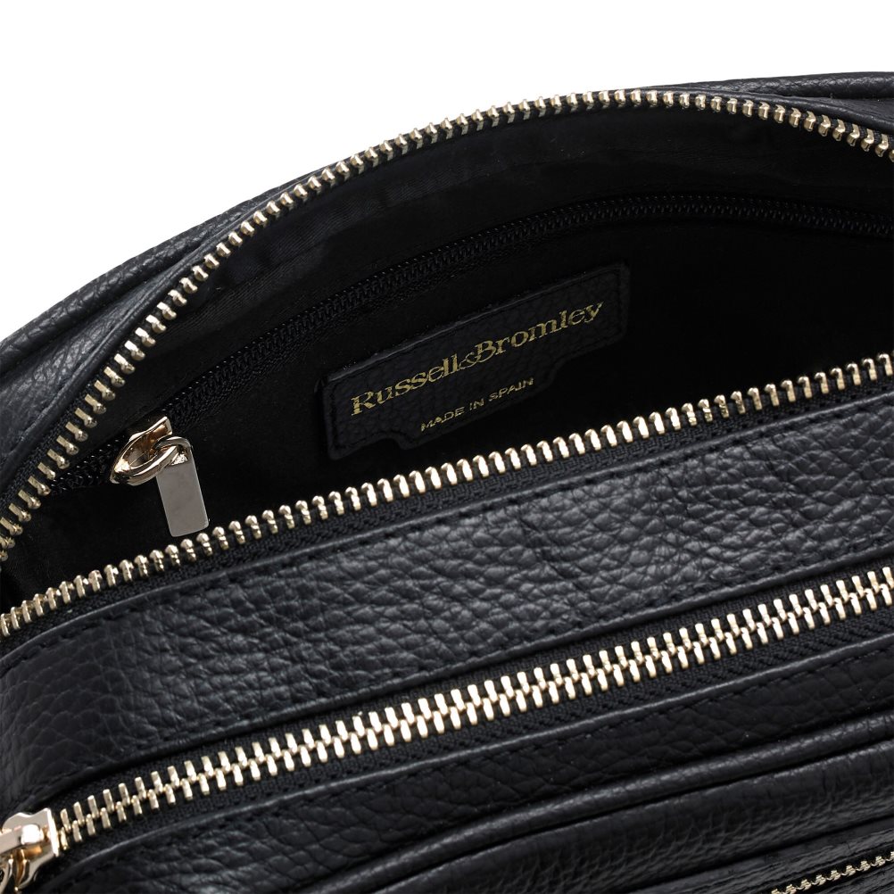 Black Russell & Bromley Dynamic Triple Zip Camera Women's Crossbody Bags | PH-3-KQLD