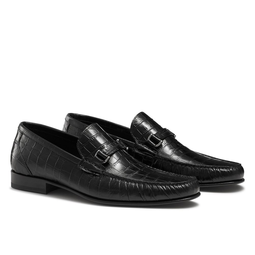 Black Russell & Bromley Elite Slip On Men's Moccasins | PH-3-IFMT