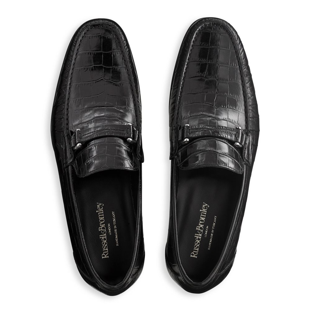 Black Russell & Bromley Elite Slip On Men's Moccasins | PH-3-IFMT