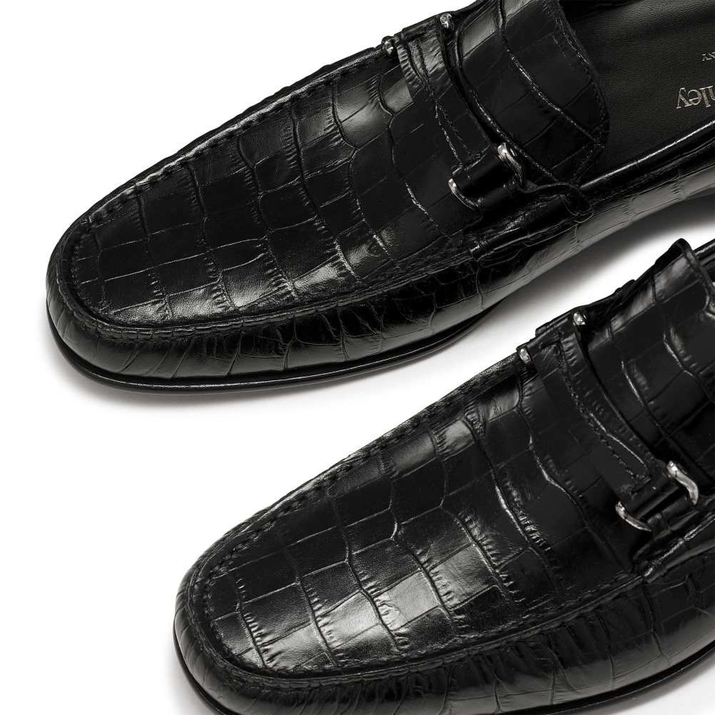 Black Russell & Bromley Elite Slip On Men's Moccasins | PH-3-IFMT