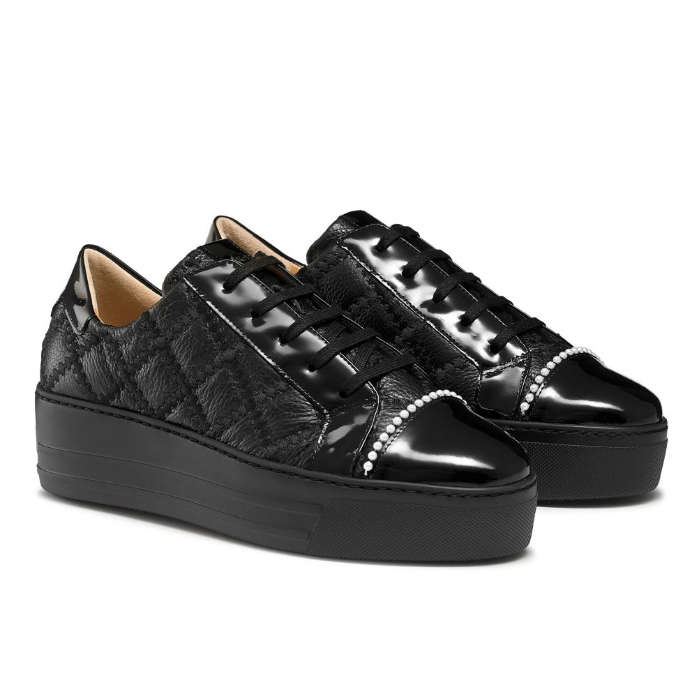 Black Russell & Bromley Esplanade Lace Up Women's Platform Shoes | PH-1-ZVOY