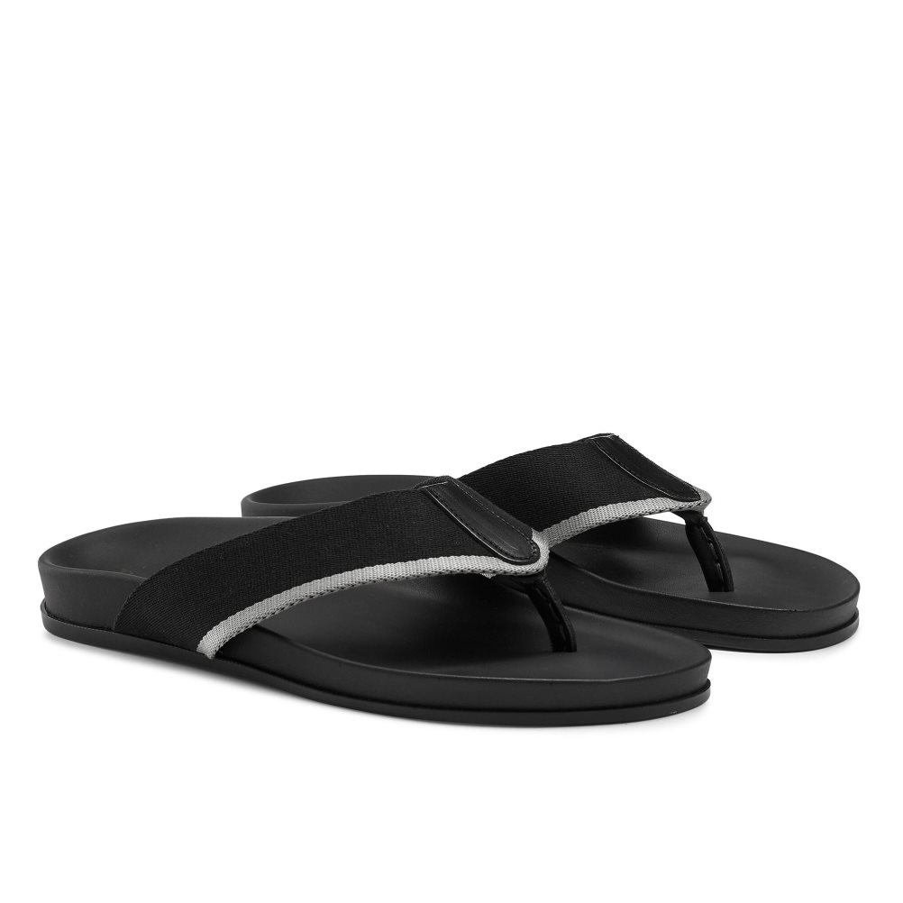 Black Russell & Bromley Fab Men's Toe-Post Sandals | PH-6-JZMR