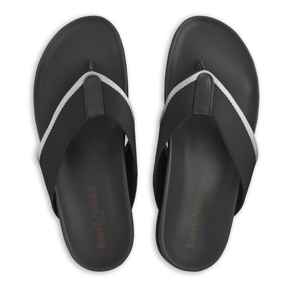 Black Russell & Bromley Fab Men's Toe-Post Sandals | PH-6-JZMR