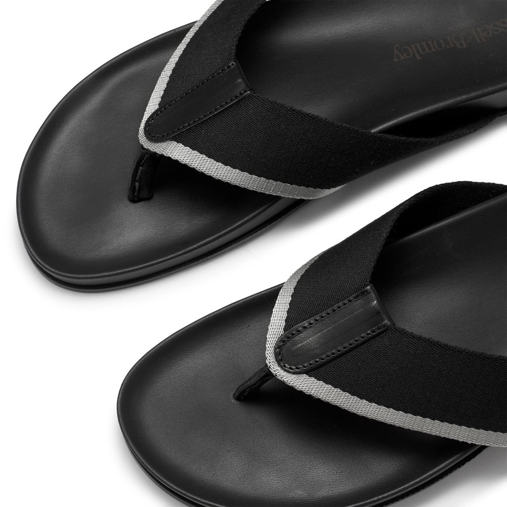 Black Russell & Bromley Fab Men's Toe-Post Sandals | PH-6-JZMR