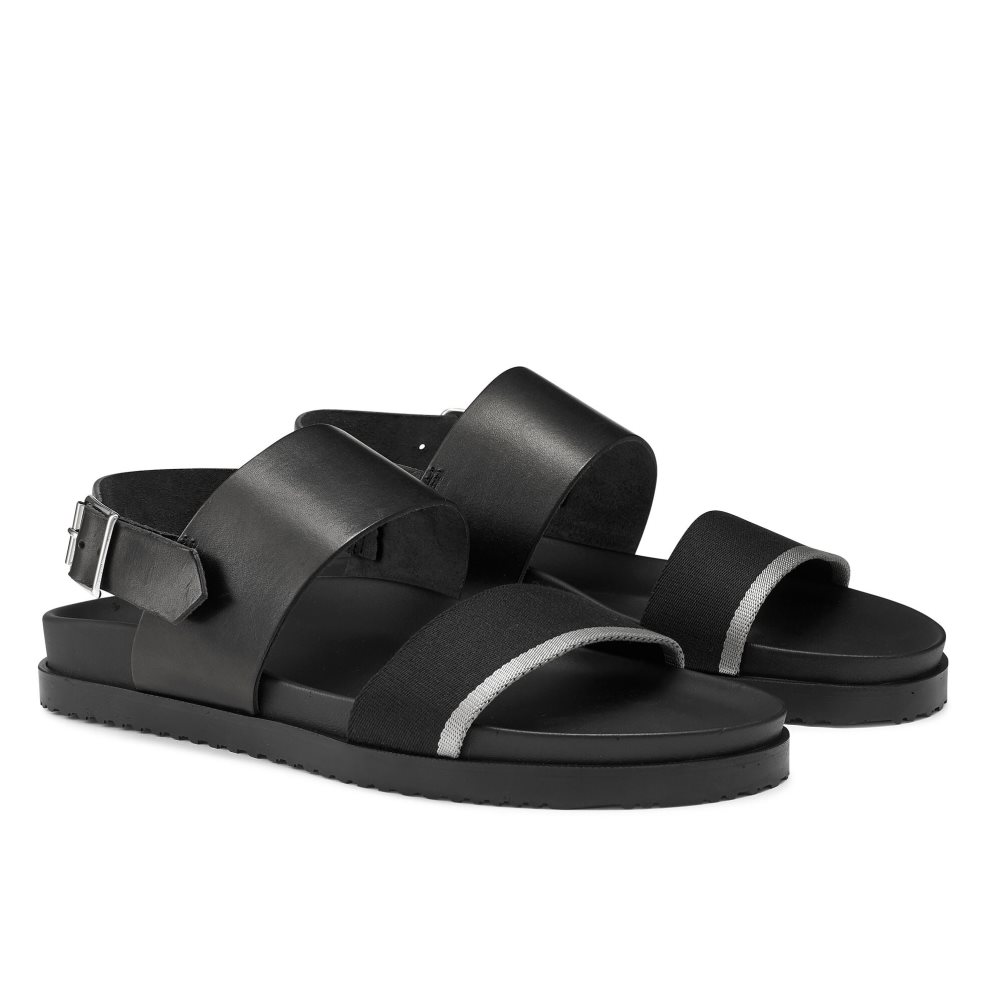 Black Russell & Bromley Fab Track Men's Back-Strap Sandals | PH-4-ENLM