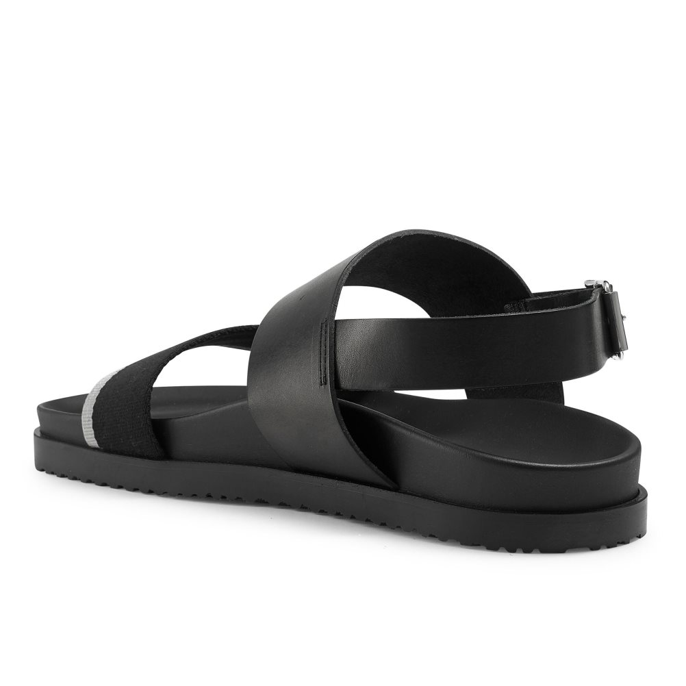 Black Russell & Bromley Fab Track Men's Back-Strap Sandals | PH-4-ENLM